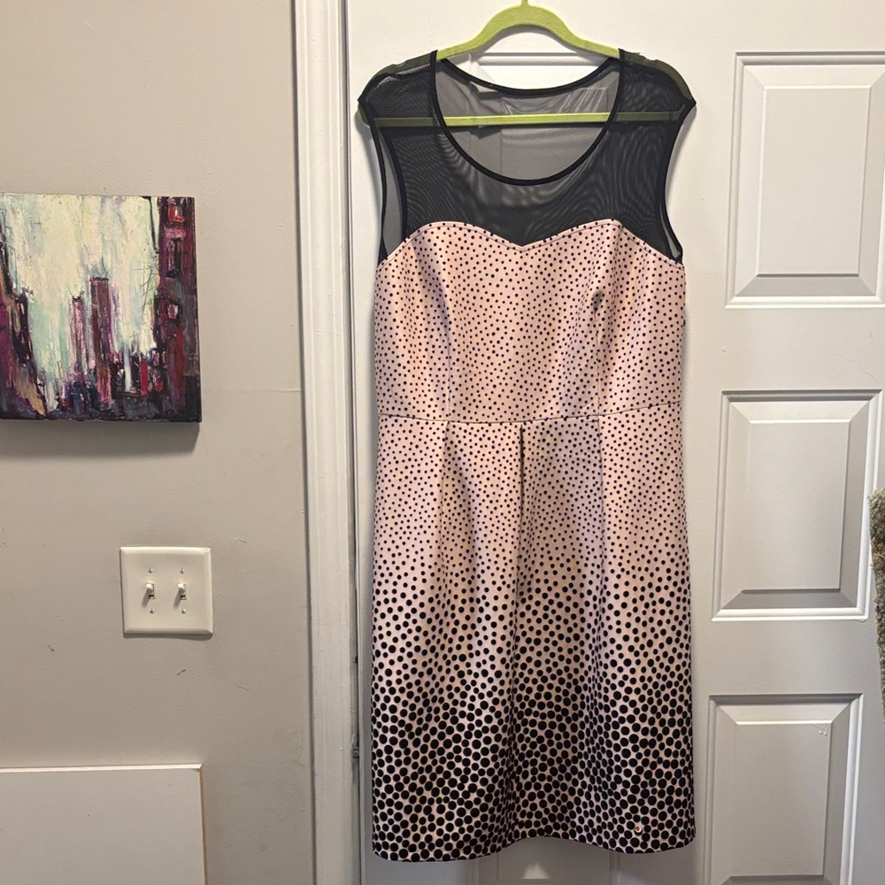 Enfocus Studio Pink and Black Ombre Polka Dot Dress